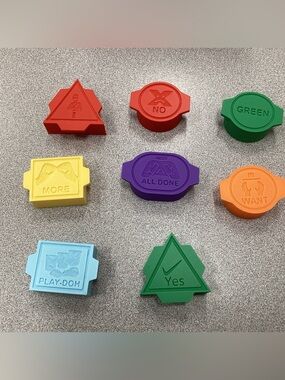 Speech Therapy 3d printed Playdough core word Stamps